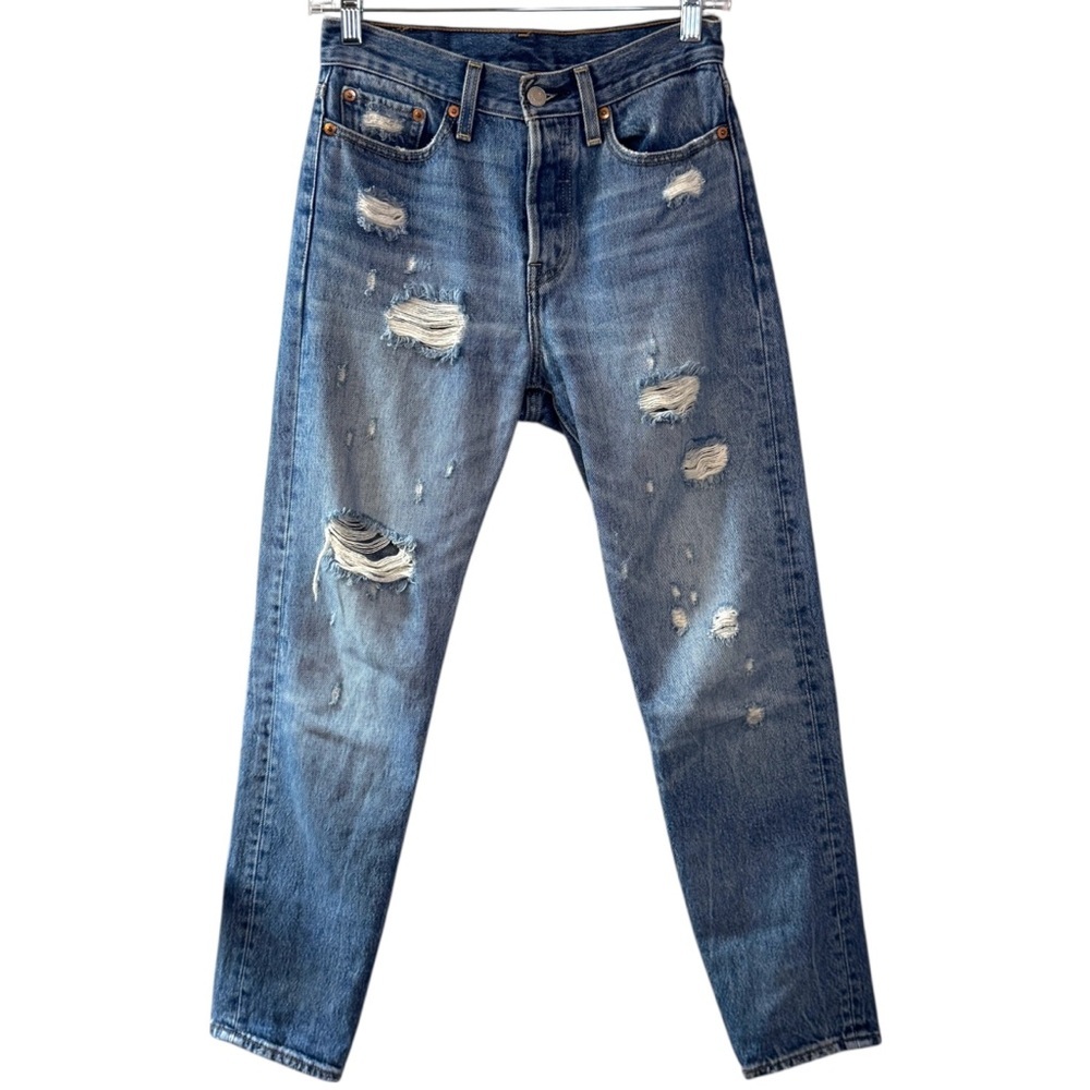 Levi’s Wedgie Icon Fit Partner In Crime Distressed Cropped Jeans button fly 25